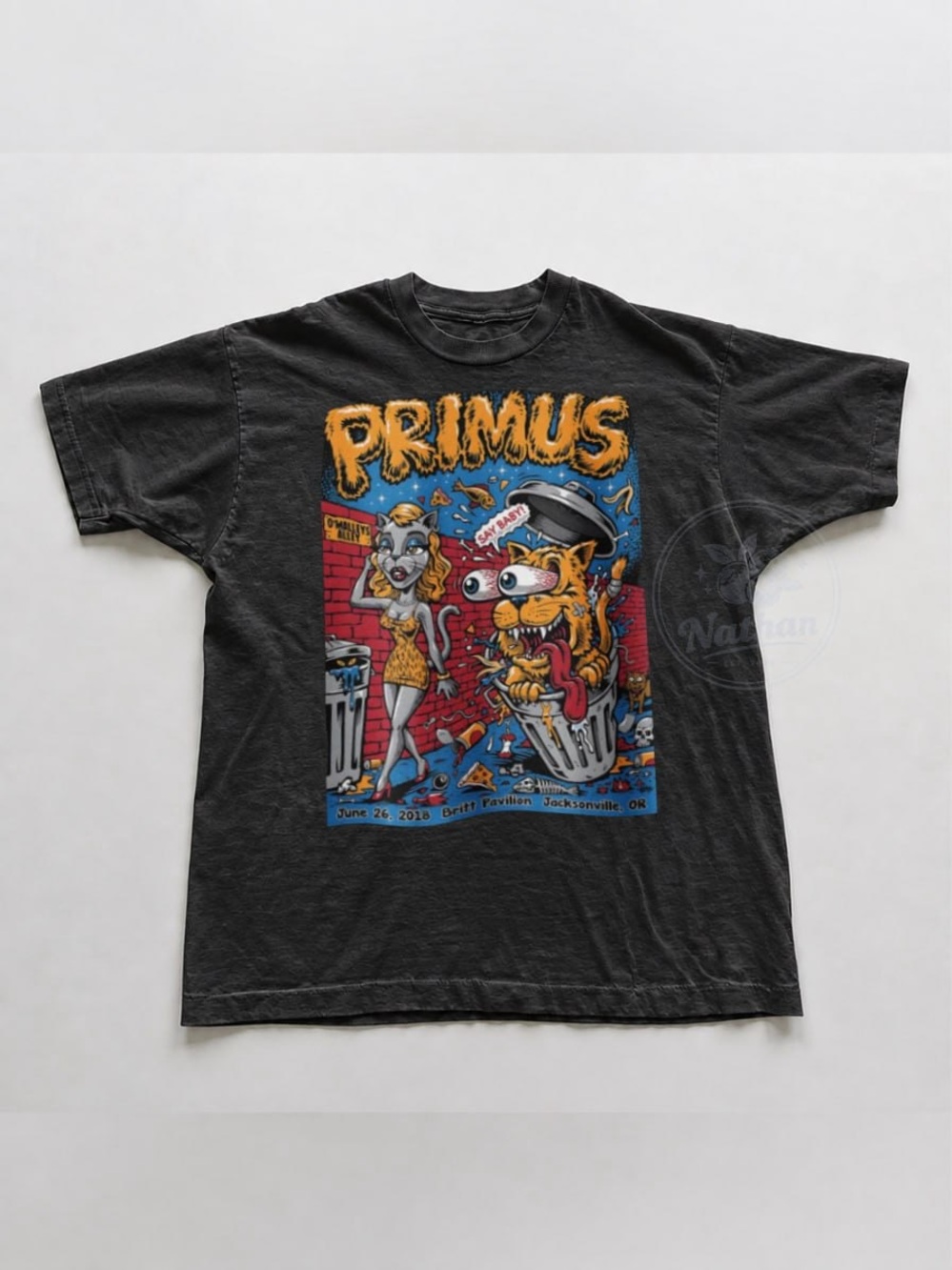Black Primus Graphic Tee with Multicolor Print